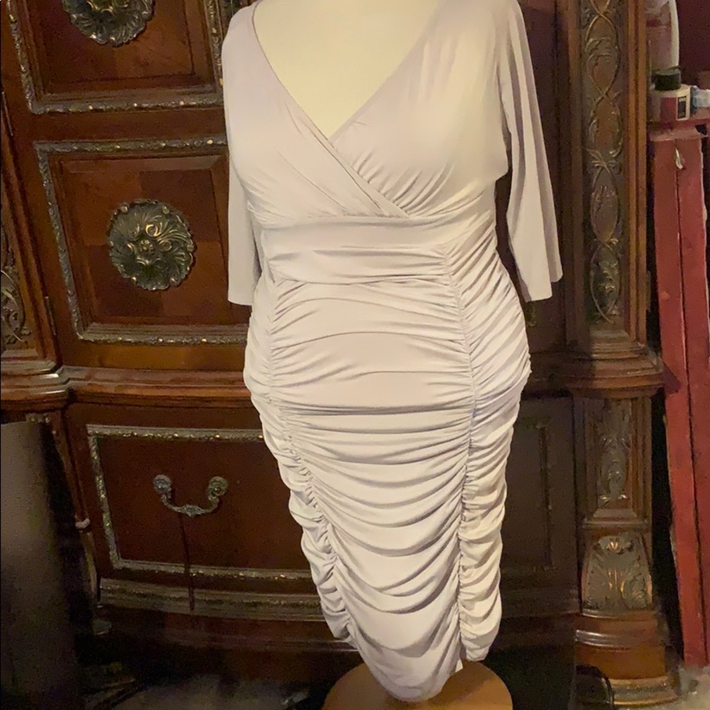 Silver gray ruched dress 18 xxl 18w